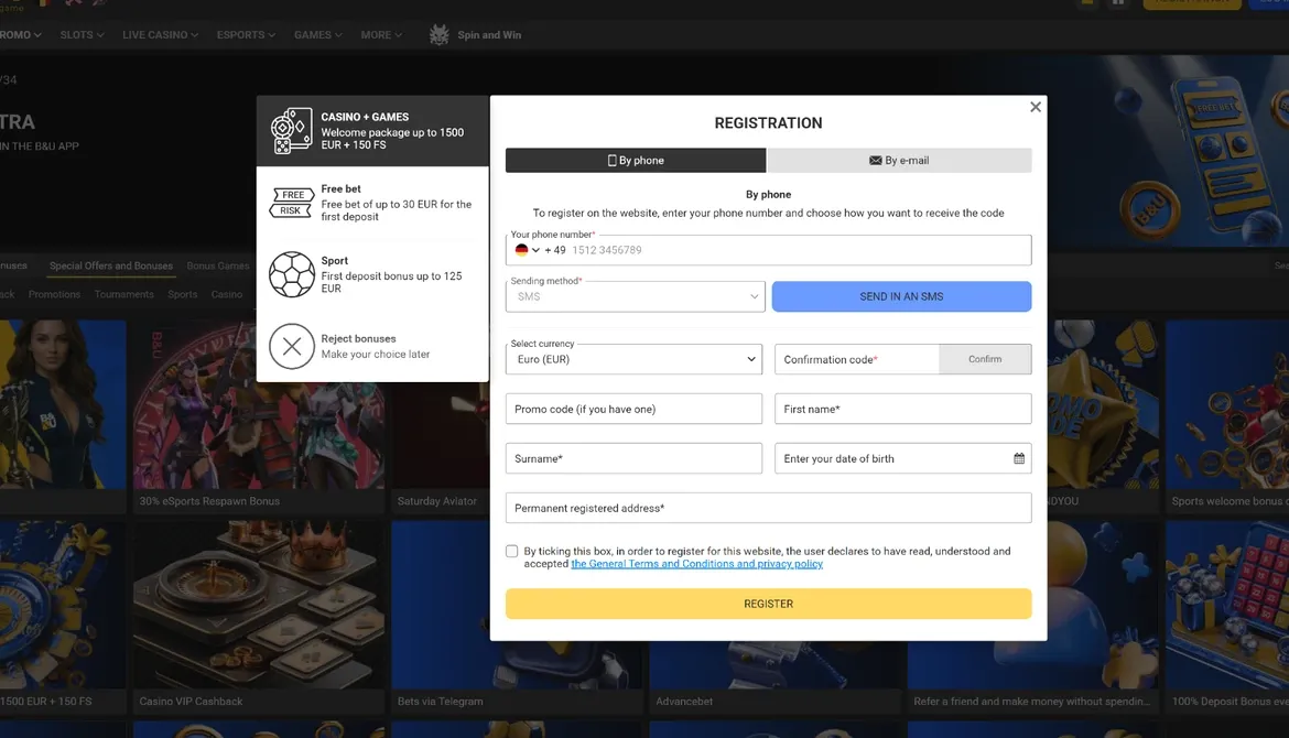 BetandYou registration